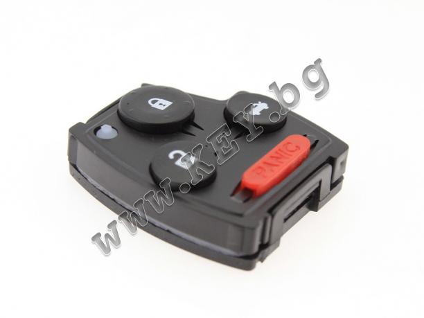 Скосена кутийка KEY за платка за дистанционно за Хонда, 3+1 бутона от key.bg